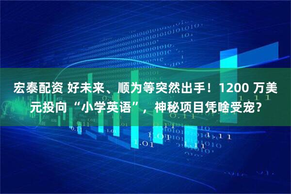 宏泰配资 好未来、顺为等突然出手！1200 万美元投向 “小学英语”，神秘项目凭啥受宠？